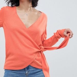 ASOS light orange wrap sweater